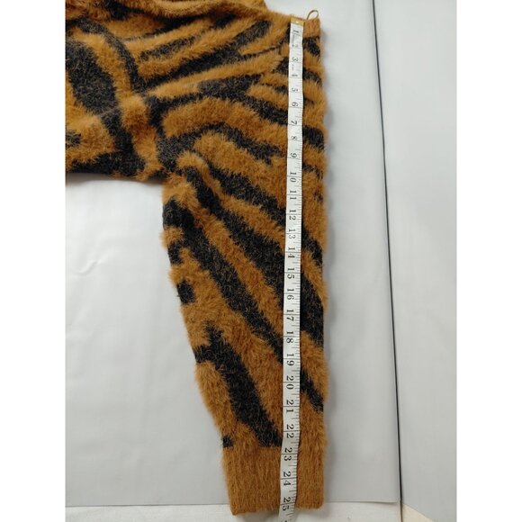 Bluivy Tiger Stripe Fuzzy Cardigan Sweater M Viscose & Nylon - Picture 3 of 6